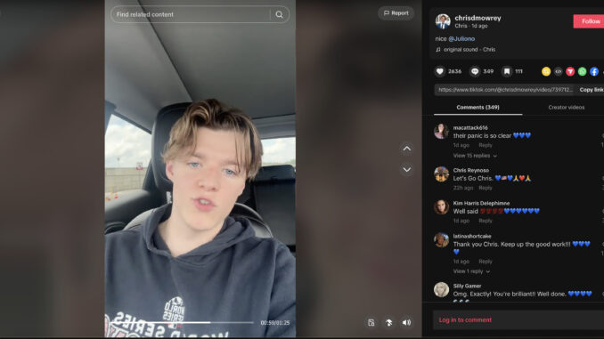 Content creator Chris Mowrey explains politics in this screenshot from TikTok.