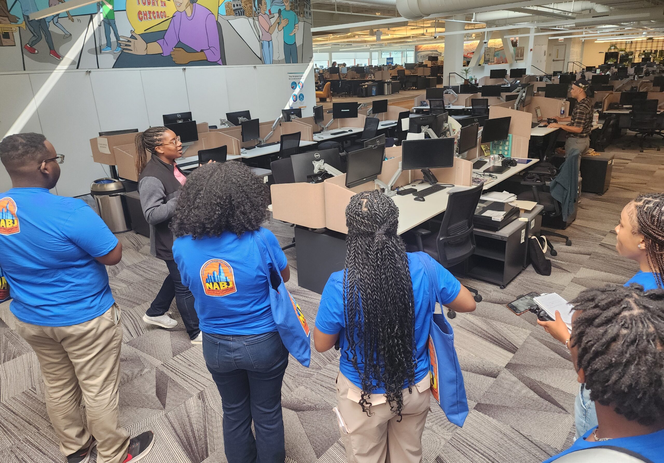 JSHOP students toured Chicago’s NPR station WBEZ to learn how radio operates. Students attended a morning assignment meeting, met personalities and technicians. They also recorded podcast profile interviews and promos that will air on WBEZ. JSHOP Staff